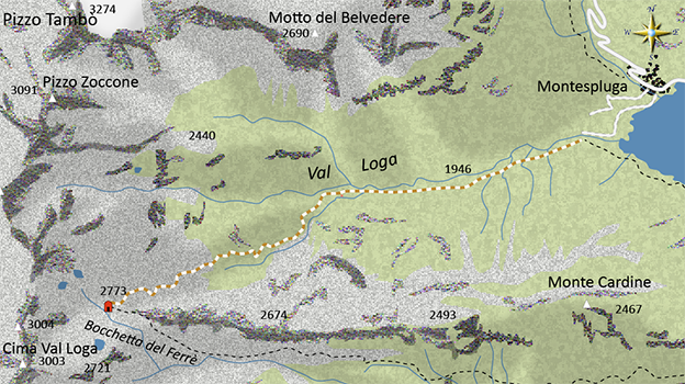 mappa percorso Bivacco val Loga