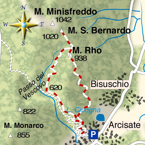 mappa di Il Monte San Bernardo (1020 m) sentinella della Valceresio