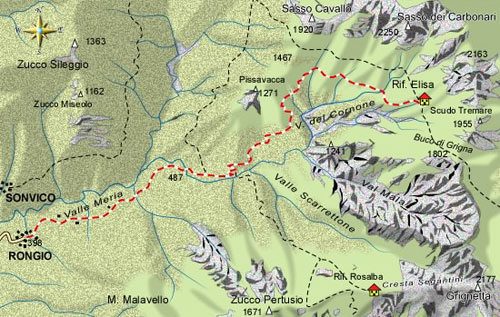 mappa di Al rifugio Elisa 1515 m.