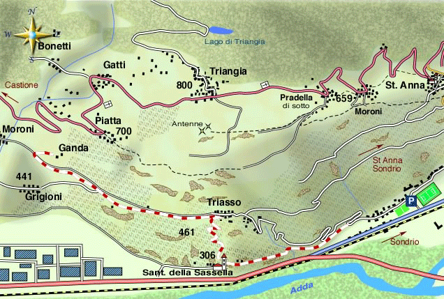 mappa di Il Santuario della Sassella e le incisioni rupestri di Ganda
