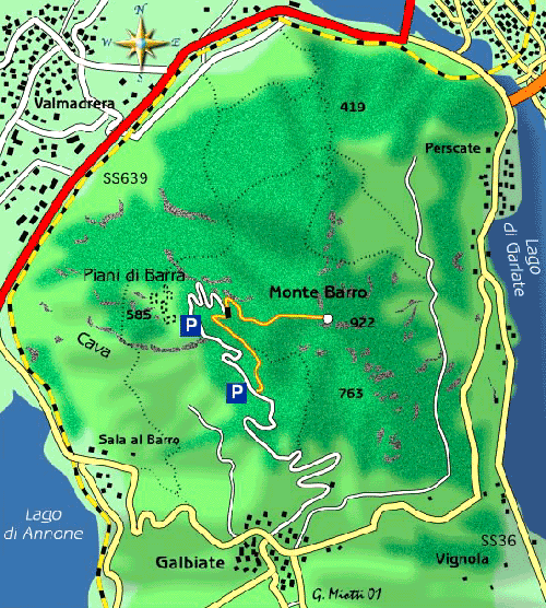mappa di Monte Barro: una sentinella di roccia fra la Brianza ed il Lario