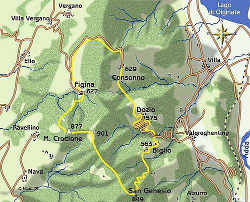 mappa di Quattro passi sul "Monte di Brianza"