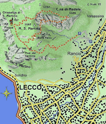 mappa di Monte San Martino e Corna di Medale