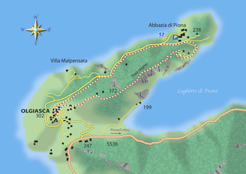 mappa di Fra natura e storia nel grandioso scenario paesaggistico dell'alto Lario