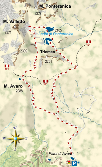 mappa di Ai laghetti di Ponteranica