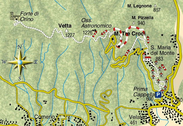mappa di Campo dei Fiori - Sacro Monte di Varese