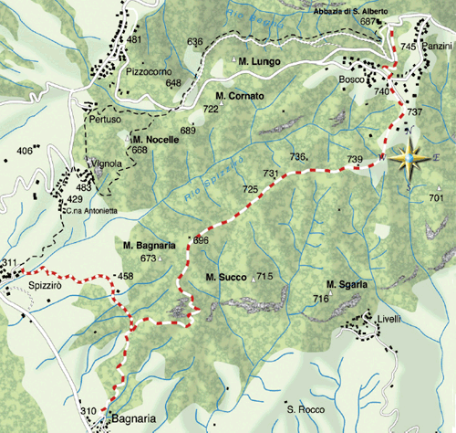mappa di Da Bagnaria all'Eremo Sant Alberto di Butrio
