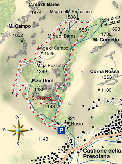 mappa di La Valle dei Mulini e la Malga Presolana