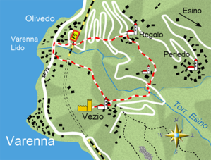 mappa di Varenna e il castello di Vezio