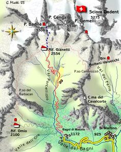 mappa di La salita al Pizzo Badile