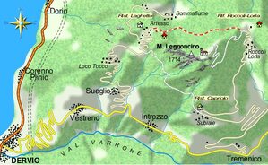 mappa di Artesso, il Monte Legnoncino e la "Linea Cadorna"