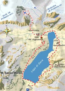 mappa di Giro del Lago di Gera ed i Ghiacciai del Fellaria