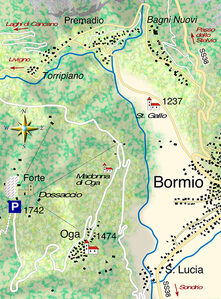 mappa di Il Forte Venini, la torbiera del Paluaccio e altre cose attorno ad Oga