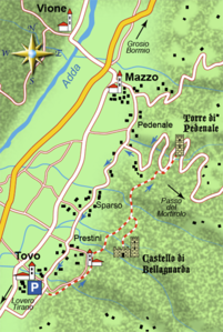 mappa di Il castello nascosto, la Torre ed il "cammello" di Mazzo