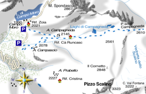 mappa di Il Passo Campagneda e il Pizzo Scalino