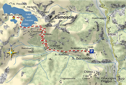 mappa di Lago del Truzzo - Rifugio Carlo Emilio 2140 m