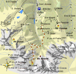 mappa di Val d'Arigna e il Parco delle Orobie