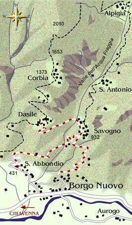 mappa di Savogno, un'escursione interessante