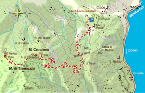 mappa di Monte Crocione e Monte Tremezzo