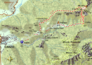 mappa di Il giro dei Corni di Canzo