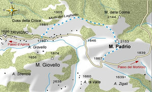 mappa di Il Monte Padrio 2152 m con le "ciaspole" (racchette da neve)