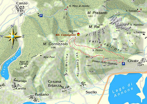 mappa di Al confine fra due mondi: l'abbazia di S. Pietro in Monte di Civate e il Monte Cornizzolo