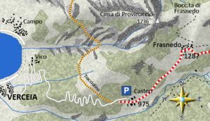 mappa di La Valle dei Ratti ed il paese di Frasnedo