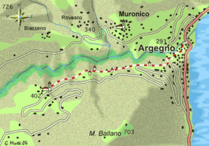 mappa di Argegno e il Santuario di Sant Anna