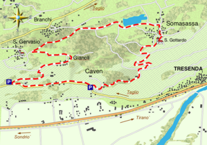 mappa di Somasassa, alla ricerca delle Pietre di Caven