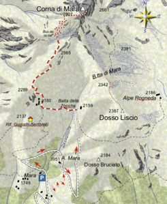 mappa di Ascensione alla Corna Mara, il Cervino di Sondrio