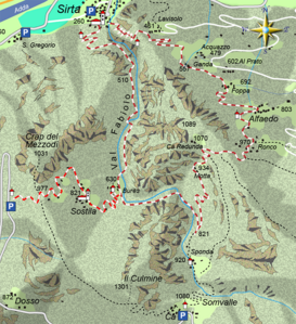 mappa di La "Ca rudunda" e la Motta