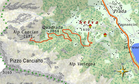 mappa itinerario ciclistico Prato Maslino