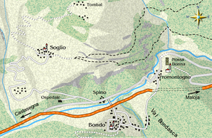 mappa di A piedi e in auto nella Val Bregaglia svizzera inferiore