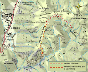 mappa di Le salite al Monte Due Mani