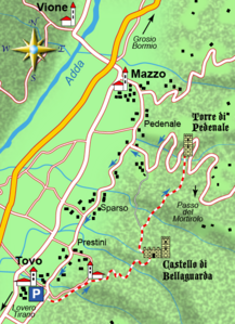 mappa di Il castello nascosto, la Torre ed il "cammello" di Mazzo