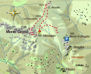 mappa di Rifugio Menaggio / Monte Grona nella misteriosa storia delle Alpi