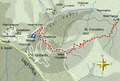 mappa di Monte e Passo del Forcellino