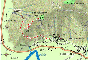 mappa di Monastero di Dubino e l'insediamento perduto di San Giuliano