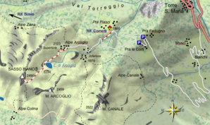 mappa di Pra' Piasci, Arcoglio e Sasso Bianco